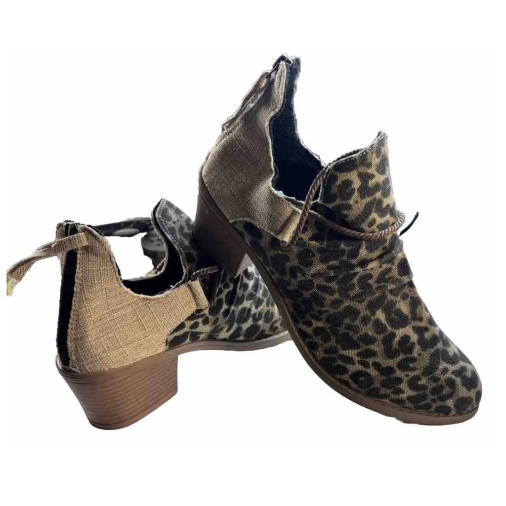 Leopard Patchwork Ankle Boot. Women’s Size 9.5. New.